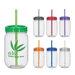 Custom Mason Jar Mugs - Mason Jar With Matching Straw | 25 oz